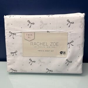 NWT Rachel Zoe Black Bow Sheet Set